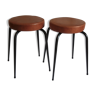 Duo of stools metal and skai