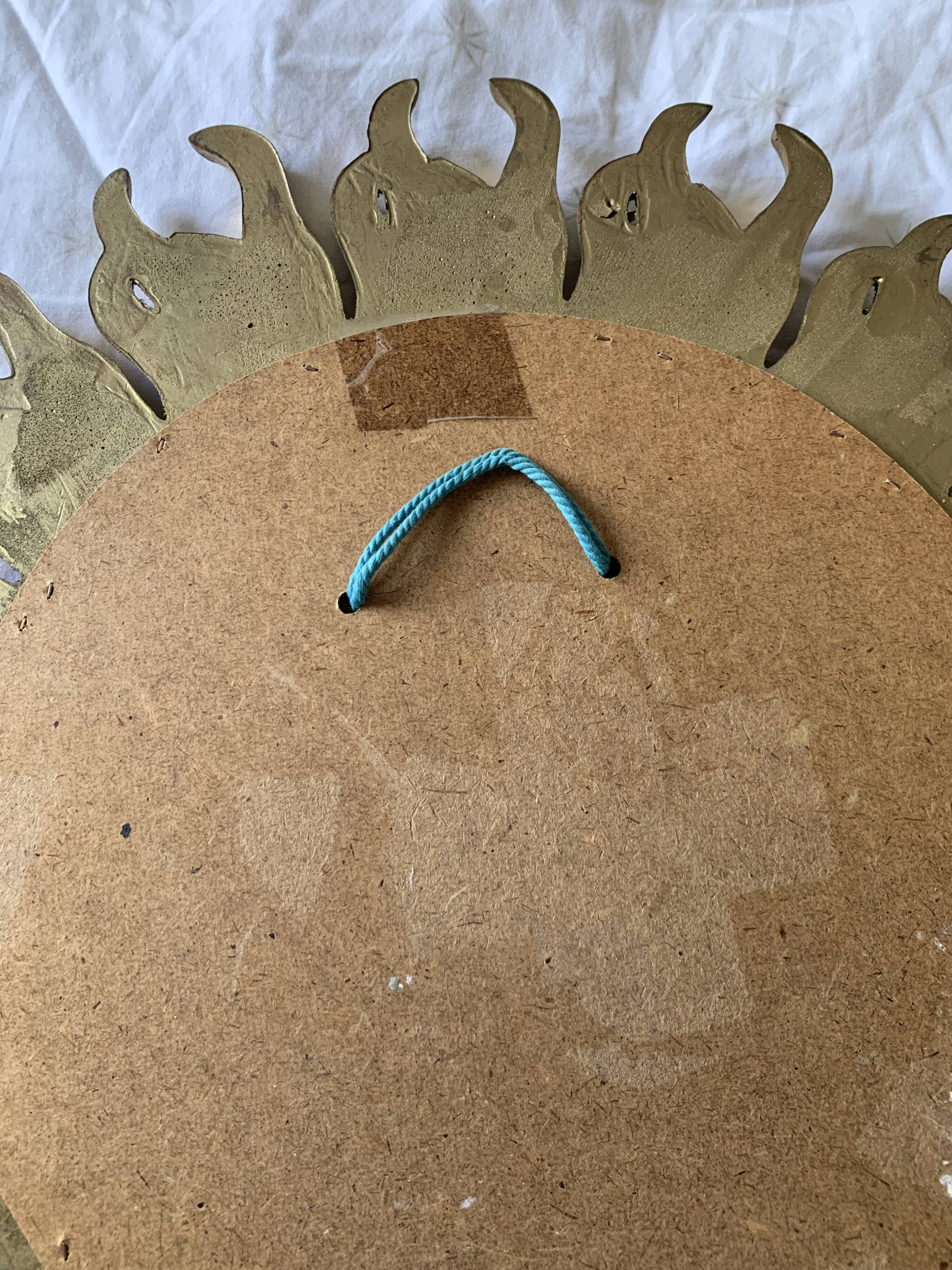 Vintage 1960 sun mirror witch's eye gold convex - 48 cm