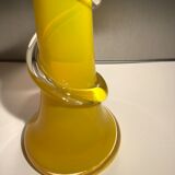 Soliflore vase in twisted yellow glass from the 60s/70s