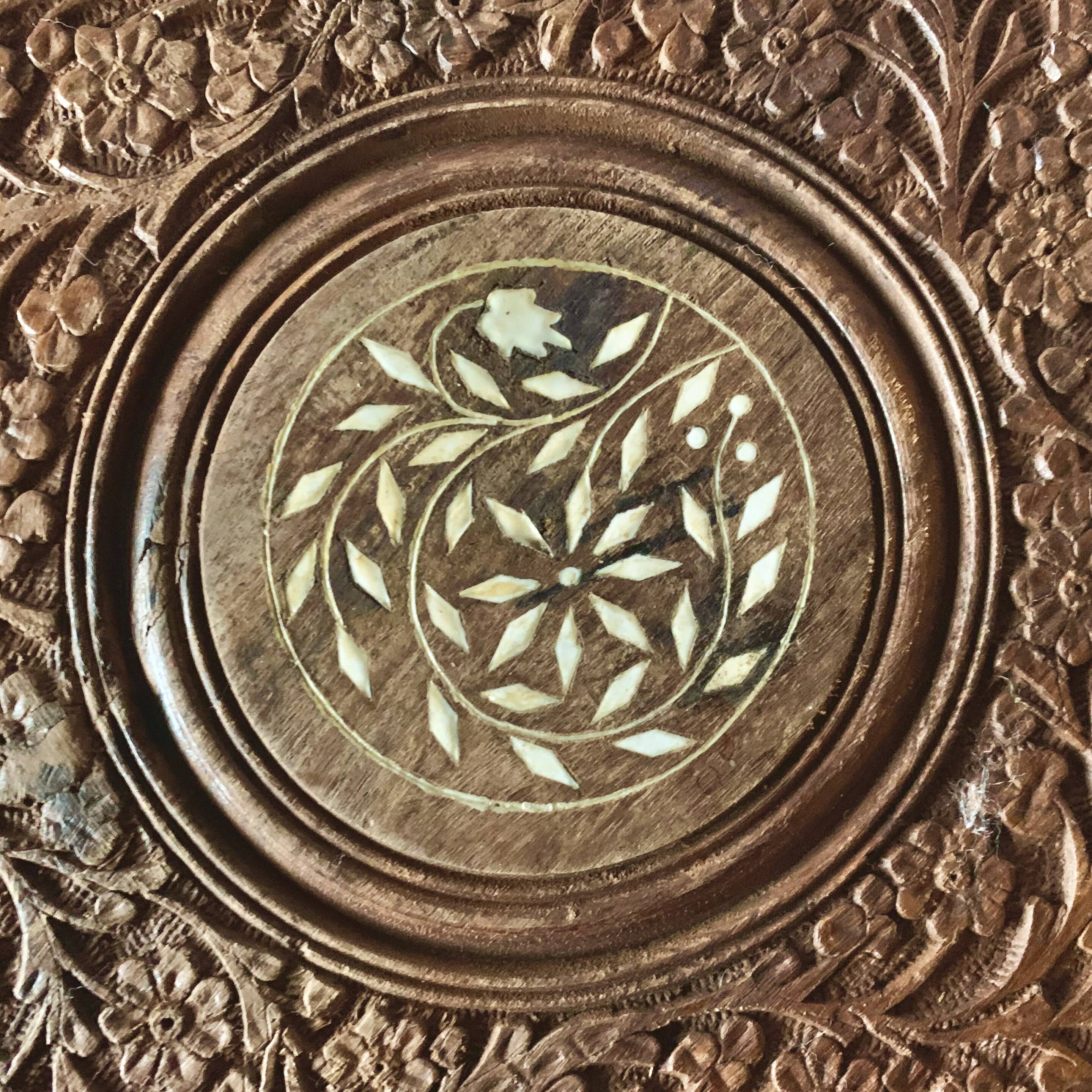 Vintage carved wooden side table