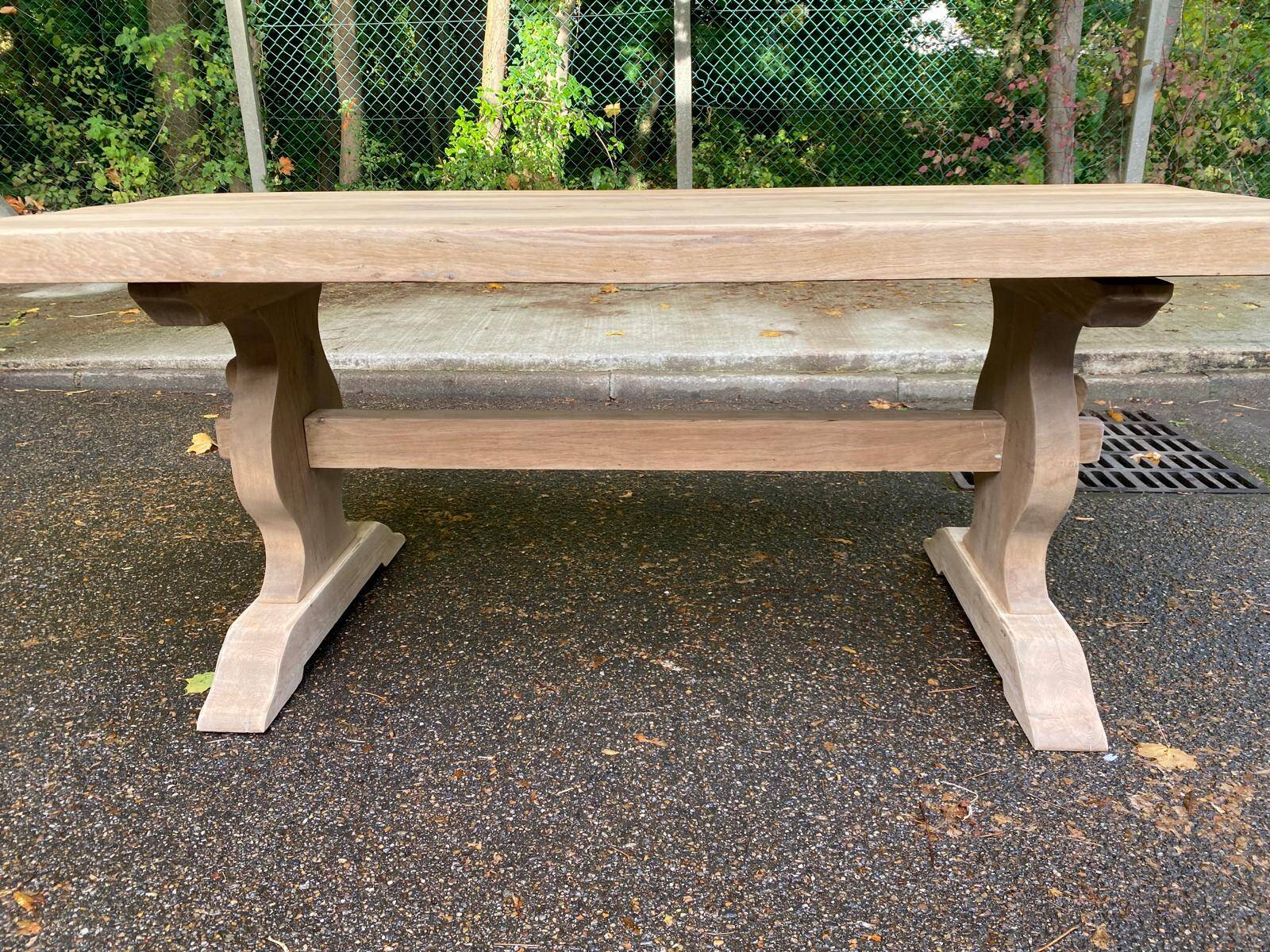 Table à manger de monastère rénovée en chêne massif du 19ème 200cm
