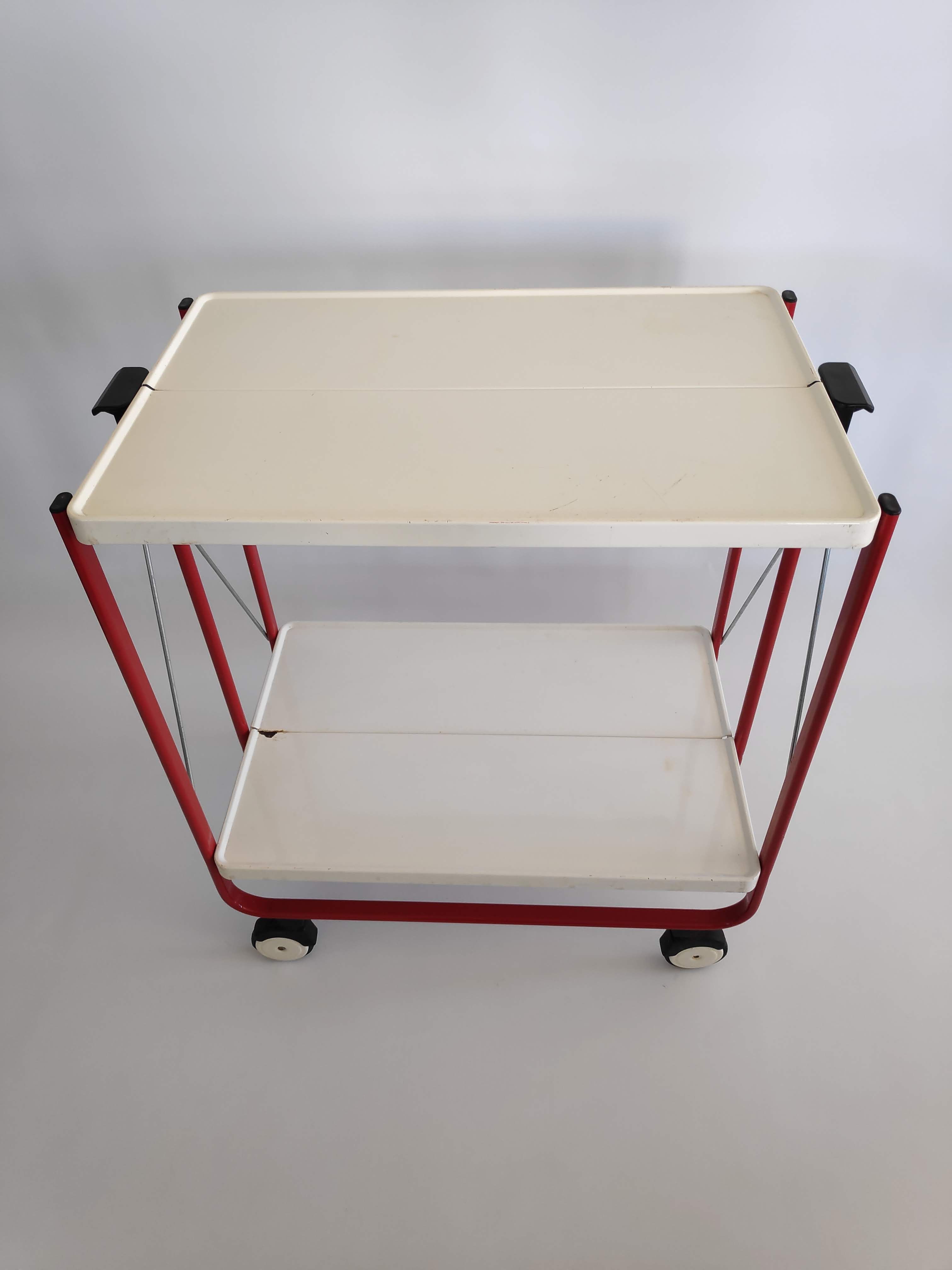 Vintage serving table in painted steel sheet from the years 80