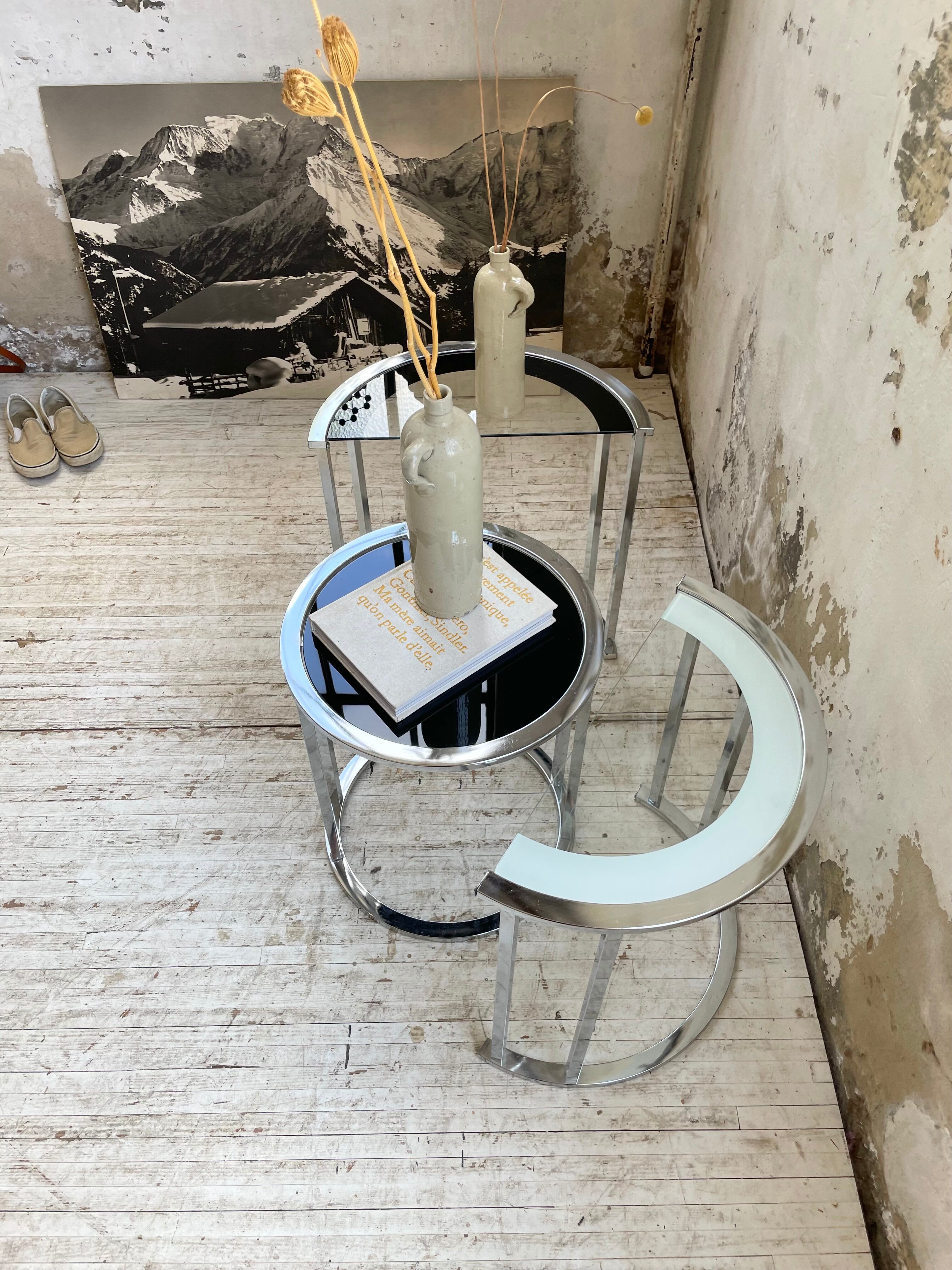 Trio of 70s chrome consoles