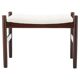 1960s Mid-Century Danish Modern Refurbished Wood Stool in White Bouclé