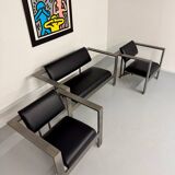 Salon brutaliste fauteuils simili métal design Karl Friedrich Forster