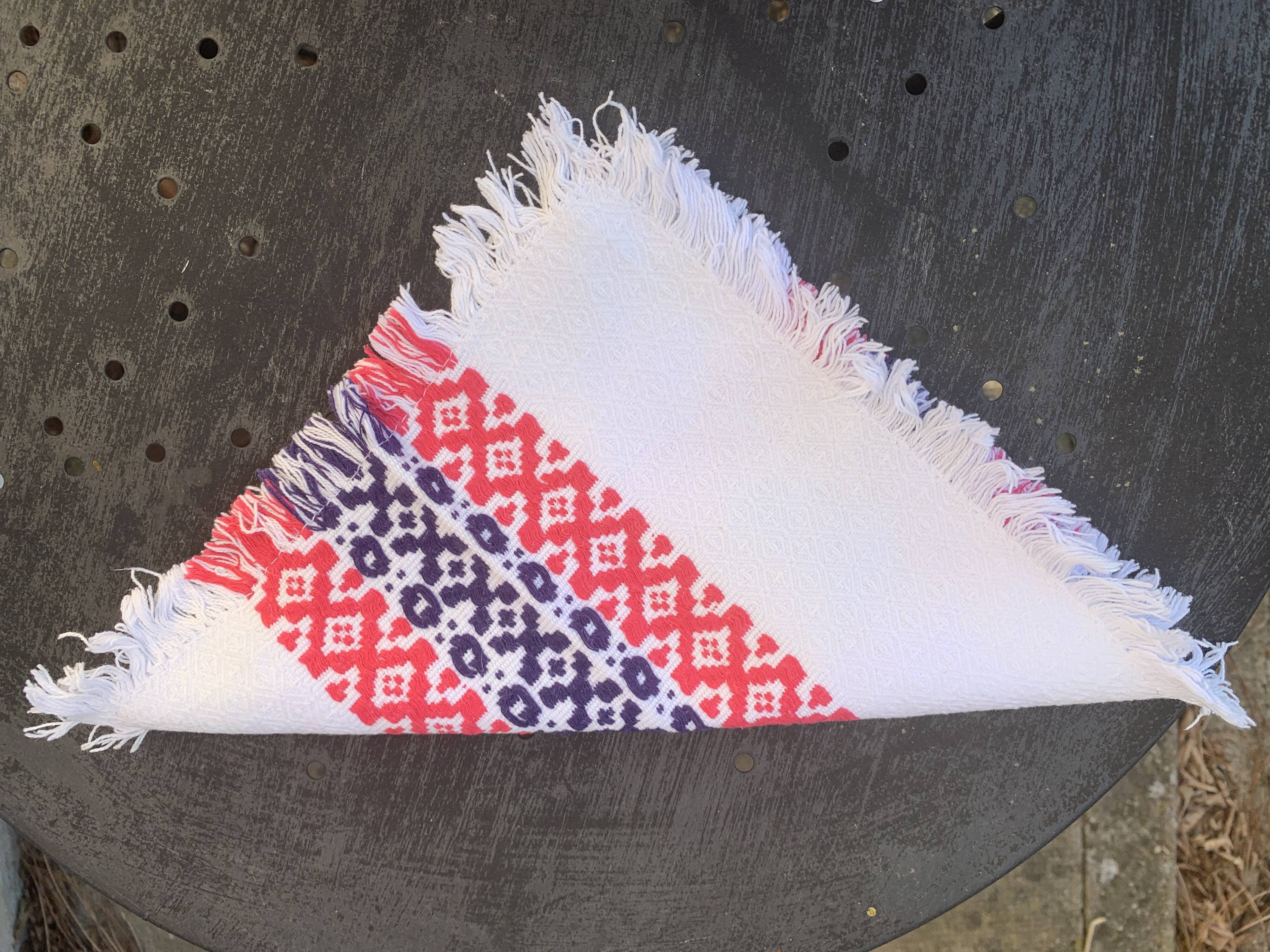 6 towels in Basque cotton patterns pink and indigo blue vintage