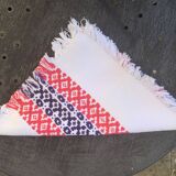 6 towels in Basque cotton patterns pink and indigo blue vintage