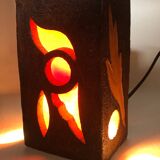 Brutalist ceramic lamp with stylized bird decor
