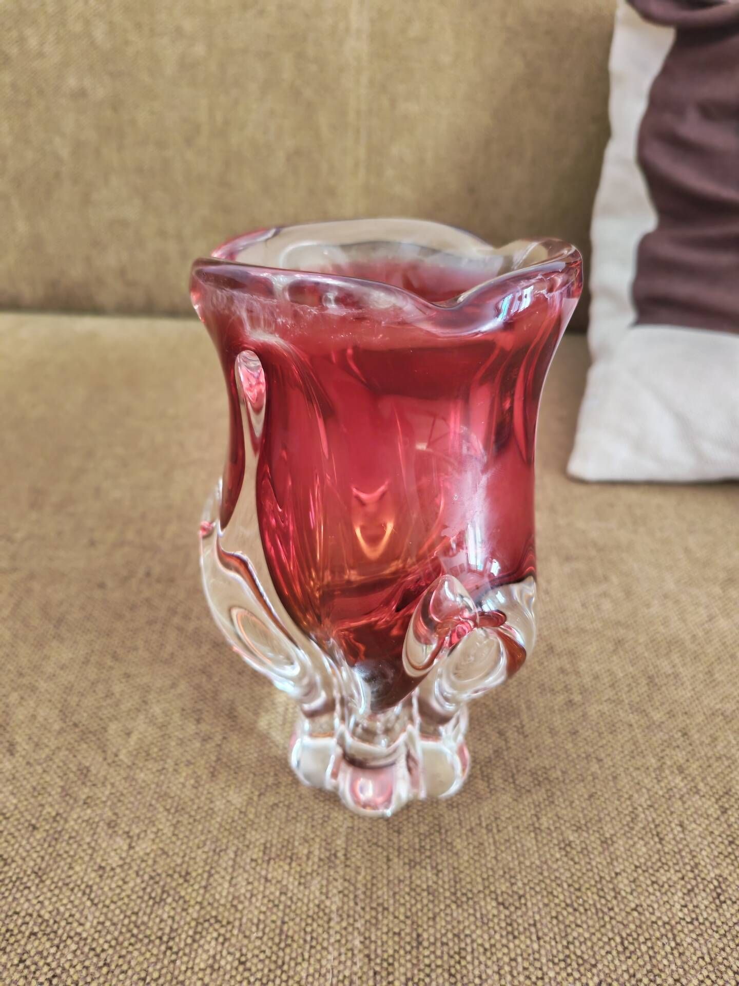Art vase made of blown glass by Josef Hospodka, Bohemia 1960.