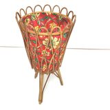 Rattan and floral fabric basket worker