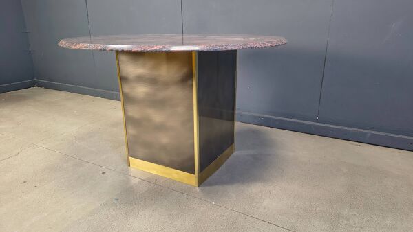 Table centrale en granit et laiton de Belgochrom, années 1970