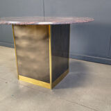 Vintage round granite and brass centre table by Belgochrom, 1970s