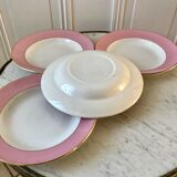 4 assiettes creuses Saint-Amand années 60 rose bonbon pastel