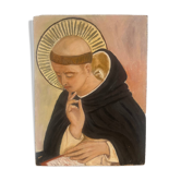 Oil portrait on cardboard, study of Fra Angelico.
