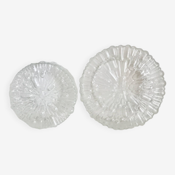 Duo de plafonniers en verre moulé