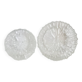 Two round molded glass ceiling lights