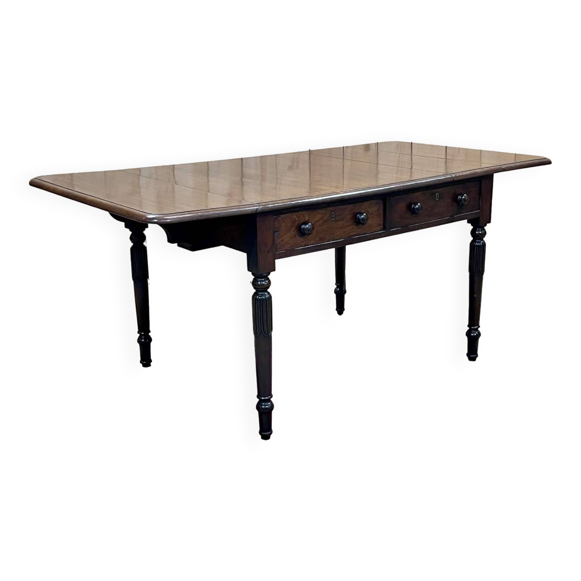 Table bureau anglaise en acajou XIXème avec 2 tiroirs