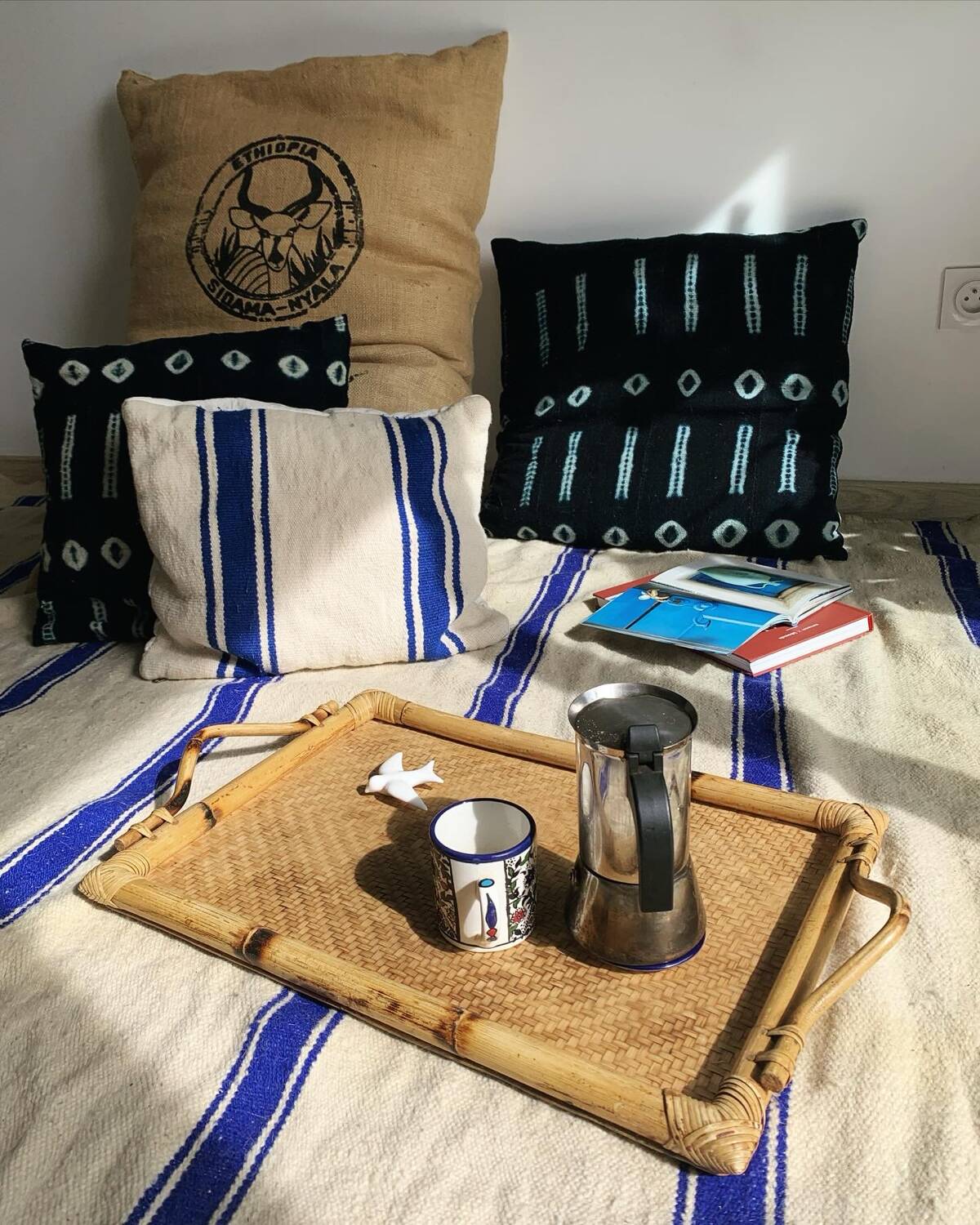 Vintage bamboo and rattan tray