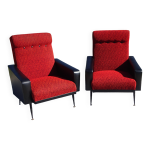 Paire de fauteuils vintage - noir tissu