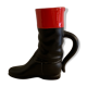 Vase en céramique botte cavalière rouge et noire Pol Chambost
