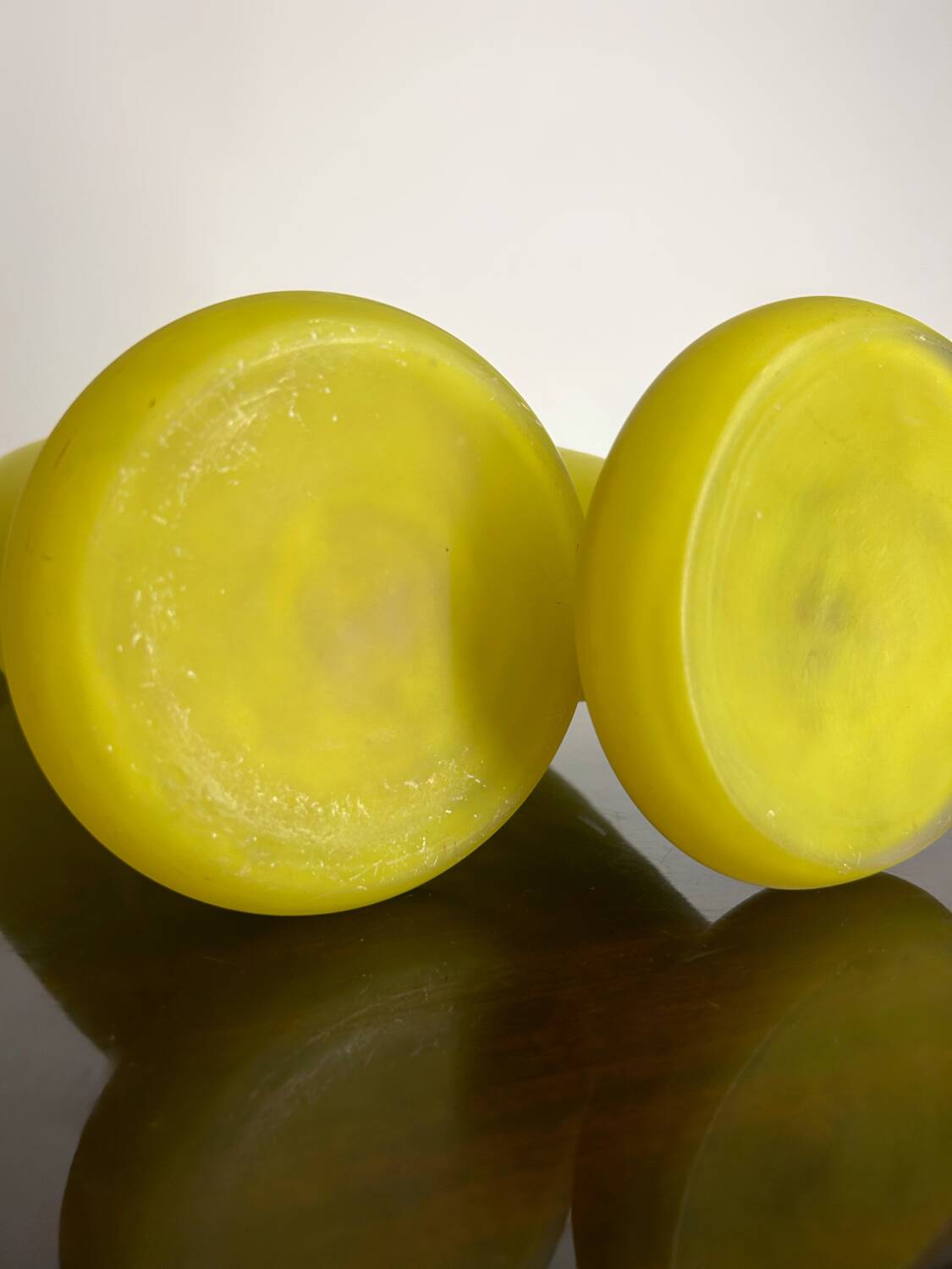 Pair of Art Deco yellow glass paste vases