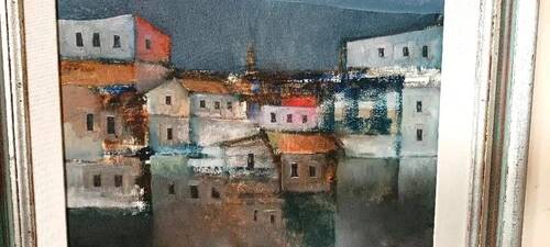 Oil painting on canvas of the sea by Lido Bettarini