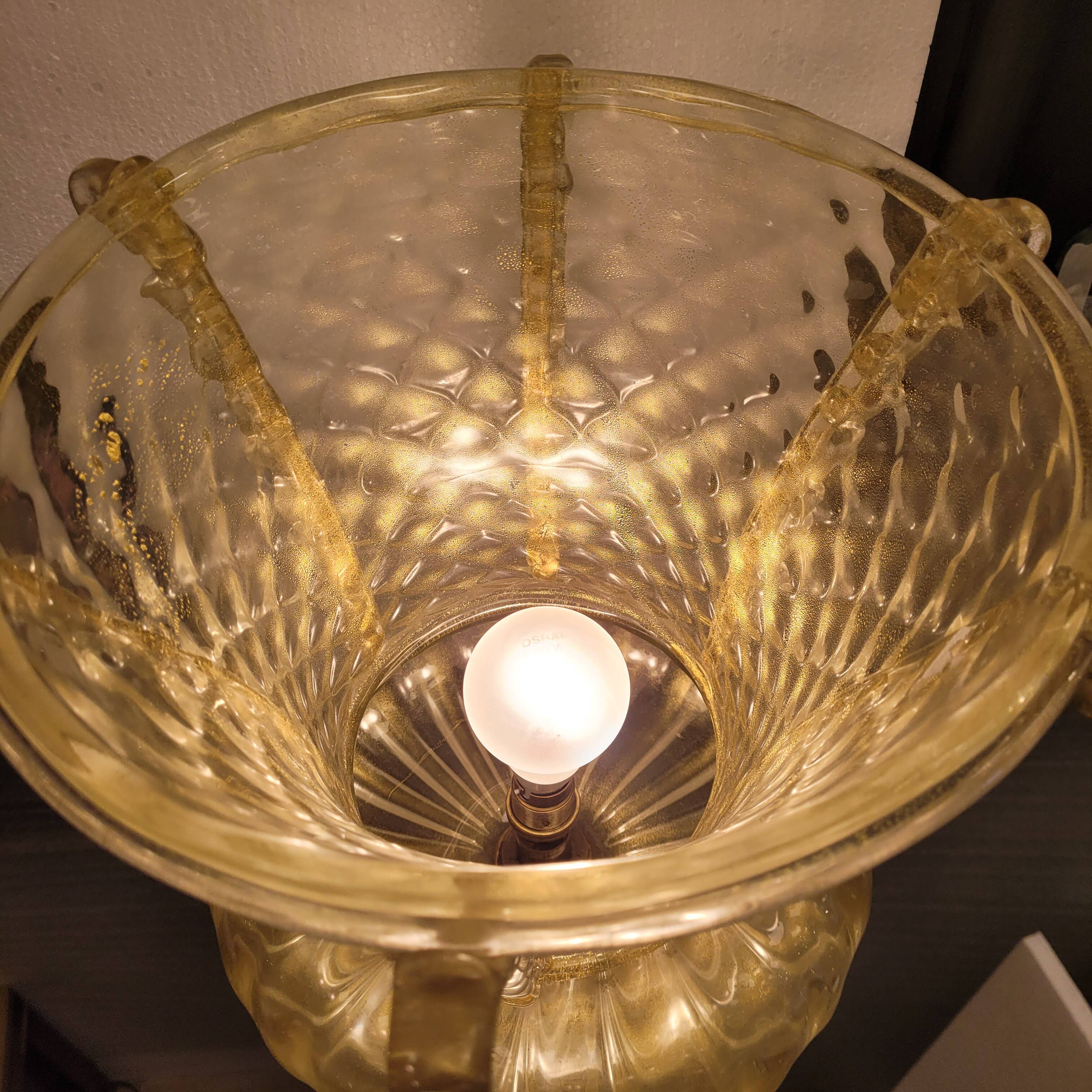 Magpie lamp, Murano crystal and gold powder, Barovier & Toso, 50's