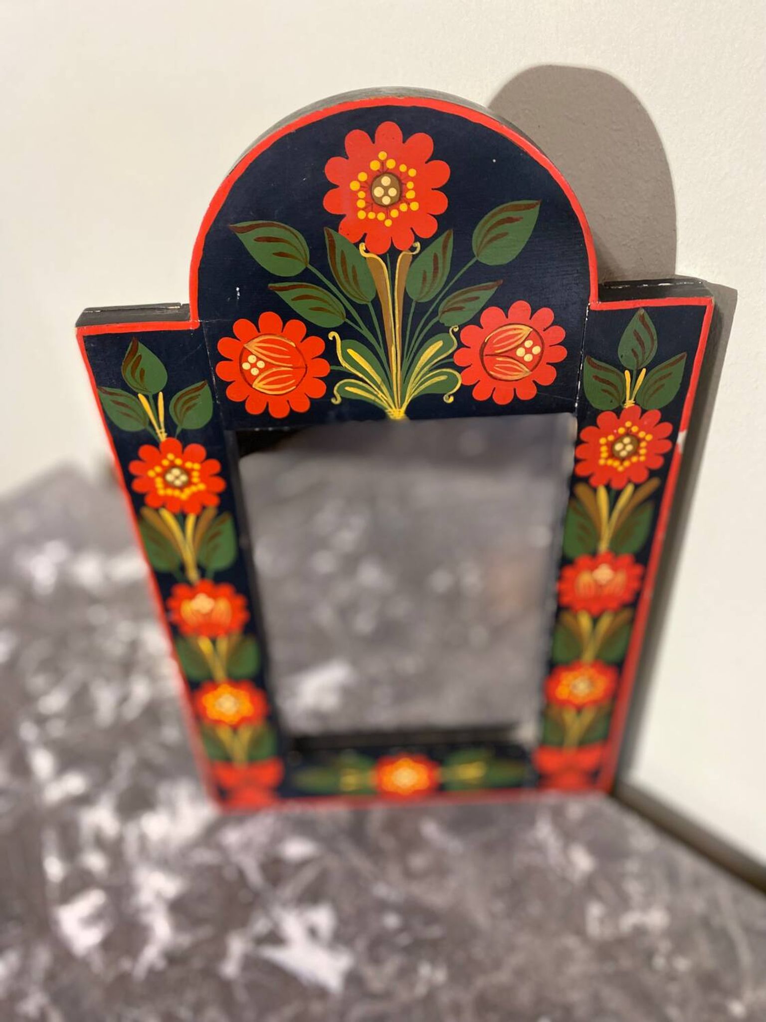 Miroir bohème en bois peint