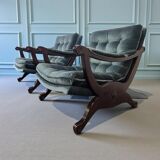 Set of 2 vintage blue armchairs / chairs / seats