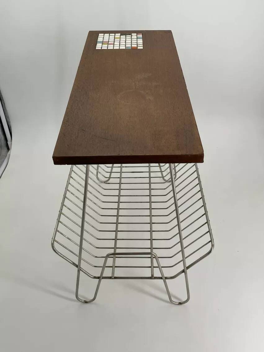 Vintage teak and metal Mid Century magazine rack