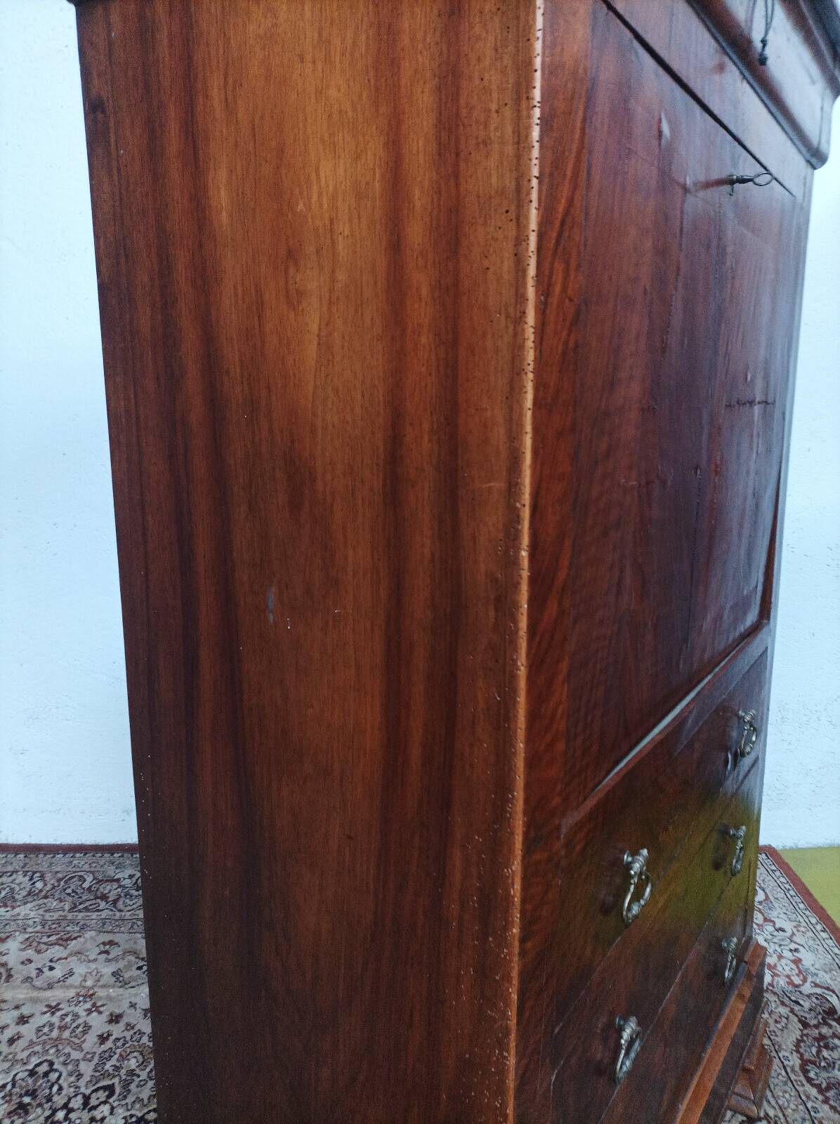 Louis Philippe secretary in oak and walnut burl.