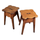 Pair of scalloped oak stools, France, early 20th century