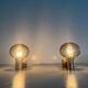 Pair of grey glass and chrome wall lights from the mid-century by N Leuchten, 1960s, Germany.
