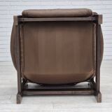 1970s, Scandinavian design, chair in safari style, original condition, leather.
