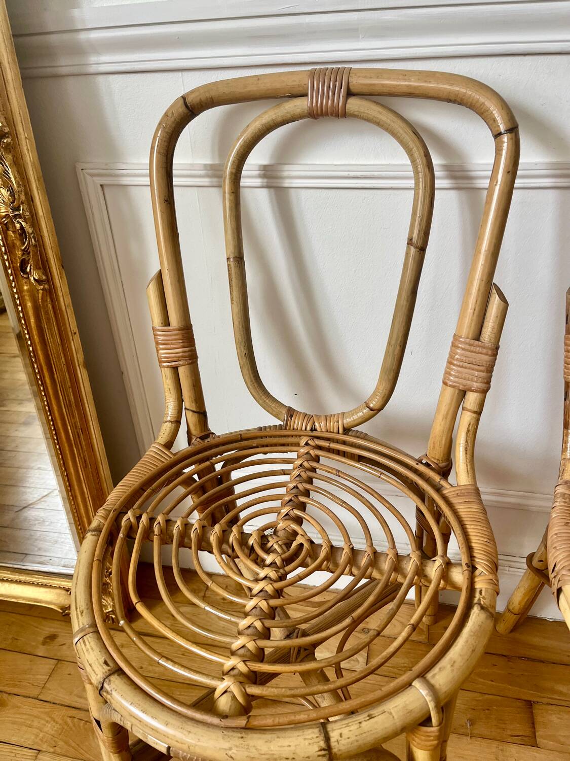 Pair of vintage rattan chairs