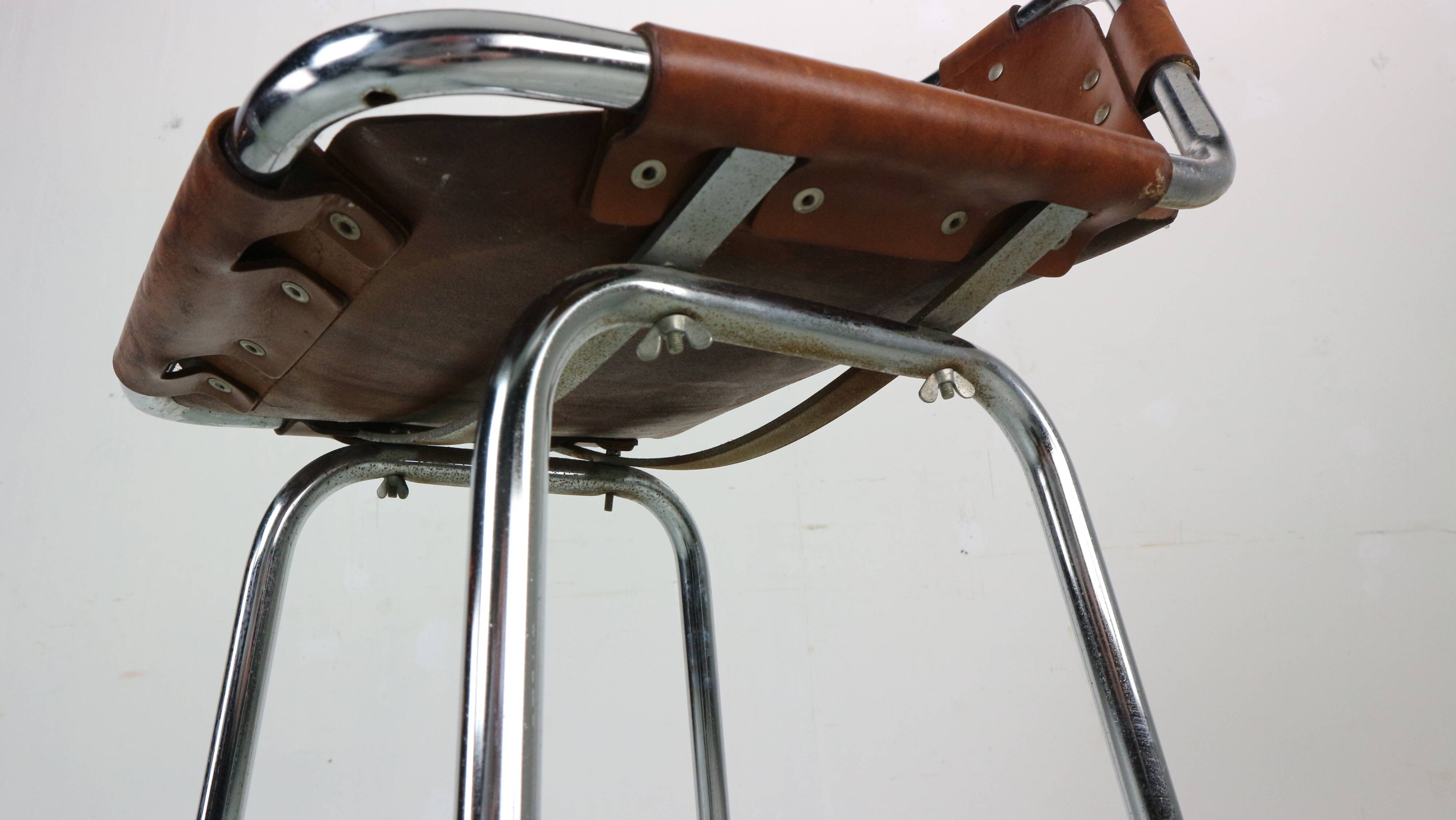 Dalvera "Les Arc" Original Leather Barstool, 1960