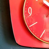 Formica vintage silent wall clock "Japy Electric Raspberry"