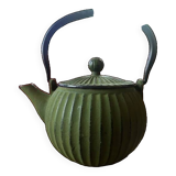 Green cast iron teapot
