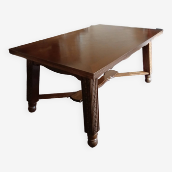 Extendable dining room table in inlaid wood marquetry