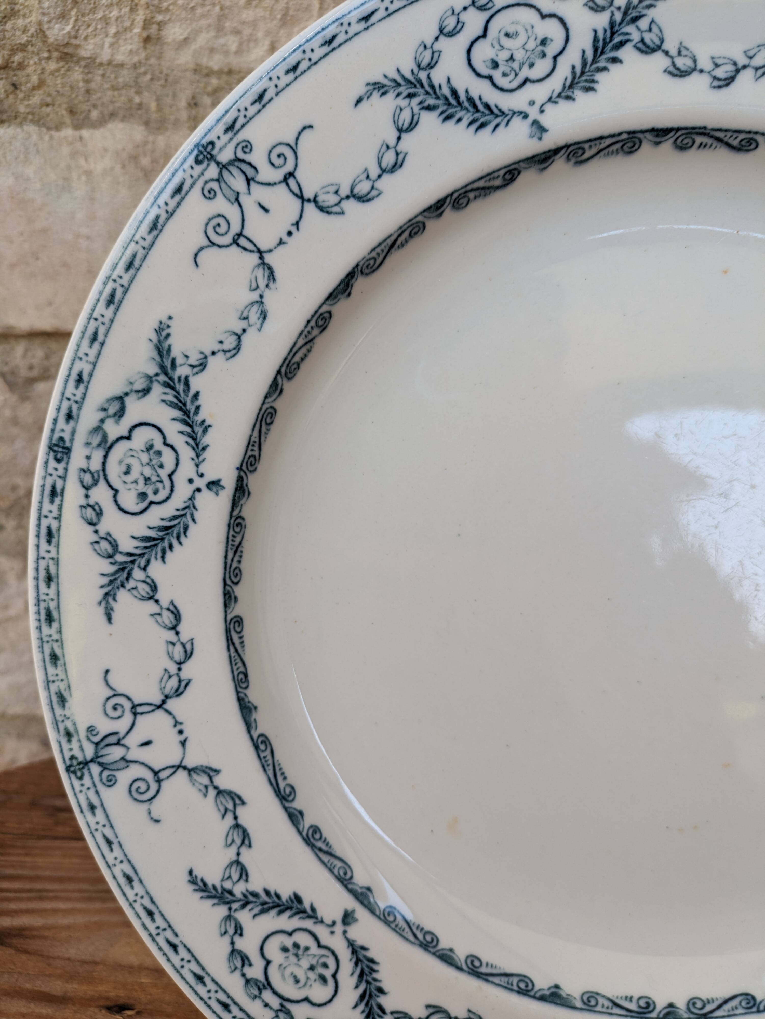 Old plate E. Bourgeois Earthenware Porcelain Crystals