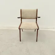 Chaise avec accoudoirs en teck et tissu, 1950