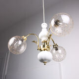 Vintage Italian Golden Ceramic & Glass Chandelier