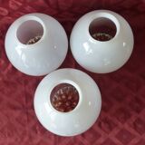 Series of 3 globes, vintage lampshades.