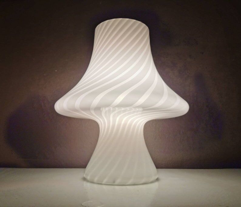 Mushroom lamp Murano white, Gambaro e Poggi for Vetri, 1970