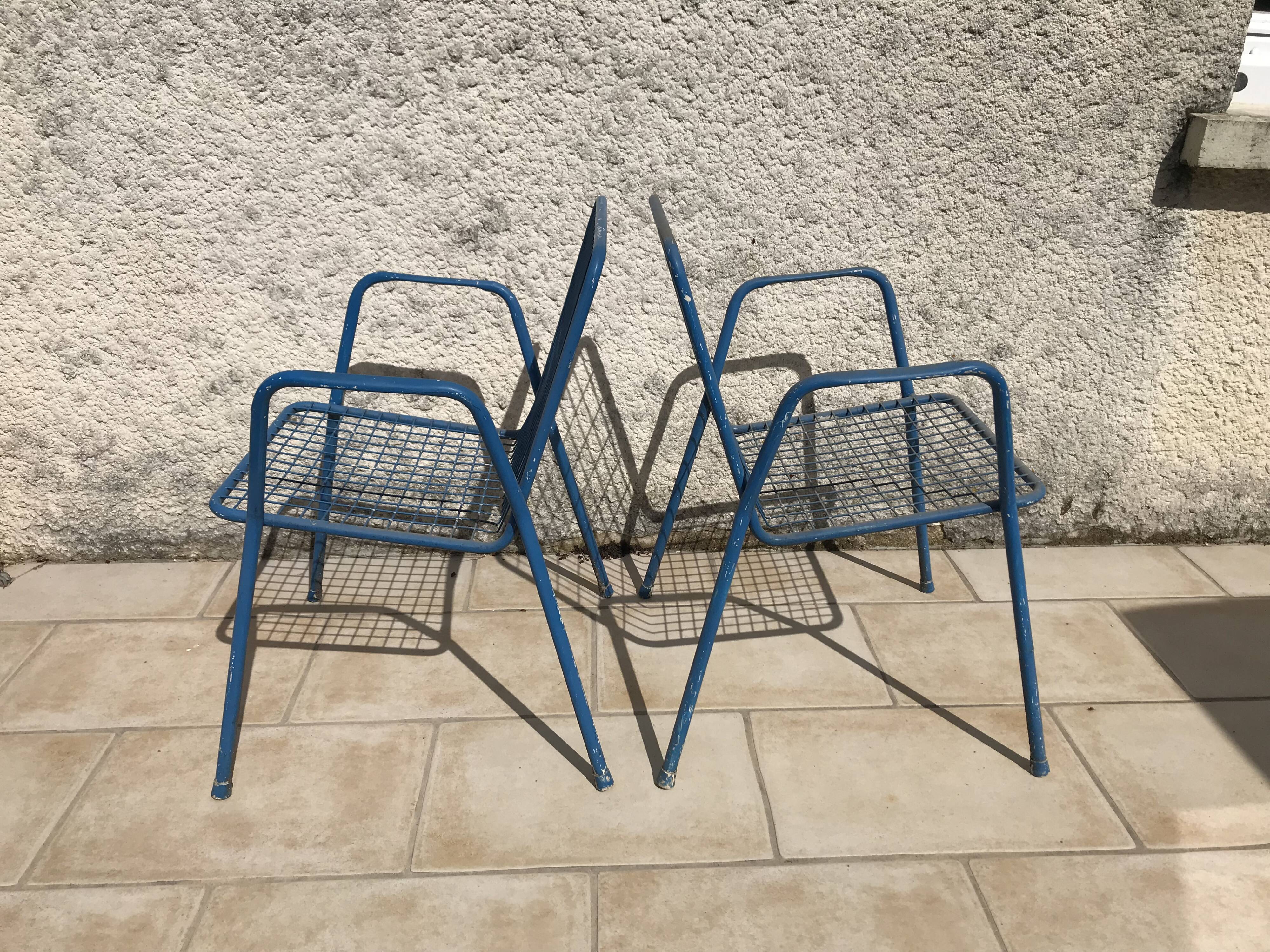 Pair of garden iron armchairs