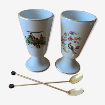 Mazagrans vintage X2 porcelain coffee