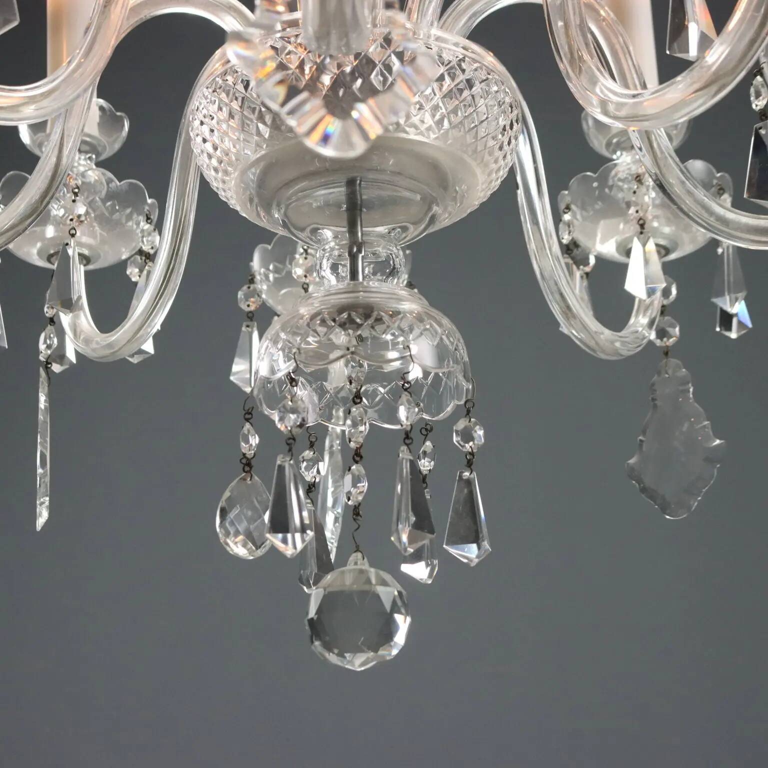 Antique Bohemian crystal chandelier with 8 lights, 20th century.
