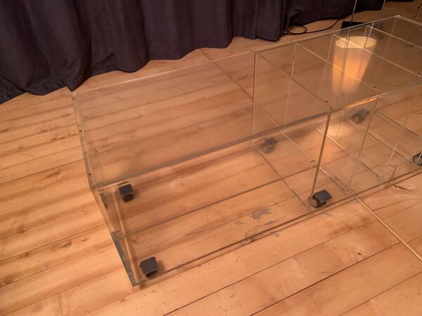 Lucite mobile table, audio, 1970s