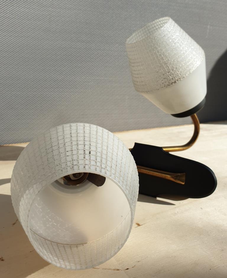 Pair of glass sconces, Arlus 1950