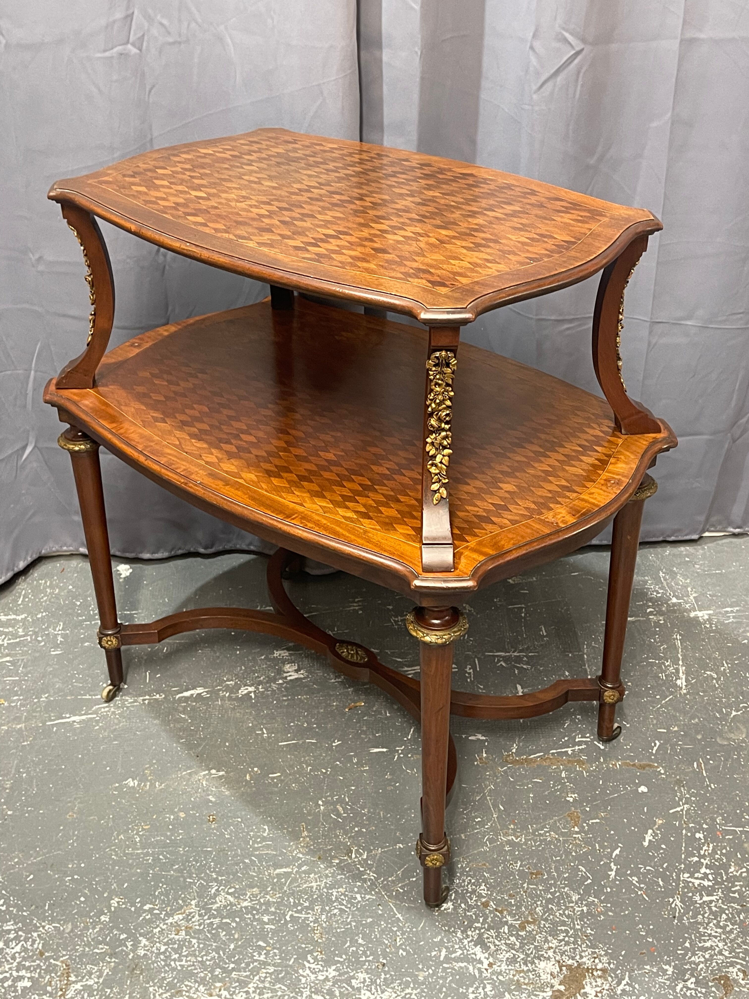 Tea table, marquetry living room table, early 20th century